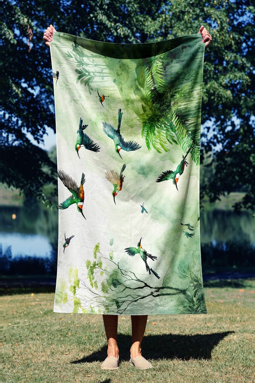 Prosop de plaja, L'essentiel Maison, Water Color Jungle 90, 90x150 cm, Multicolor - imagine 7